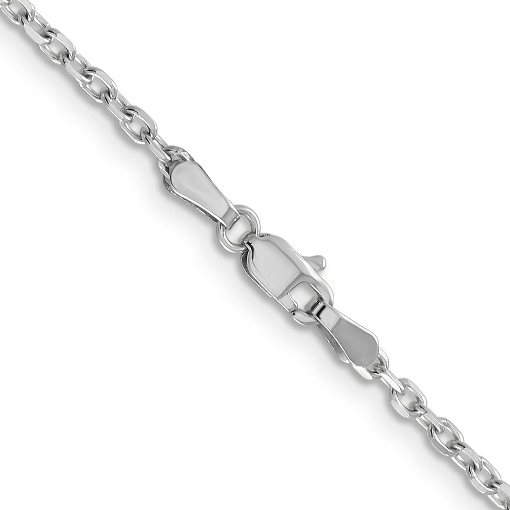 14K White Gold 18" Diamond-Cut Round Open Link Cable Chain - 2.2mm by Oro Pregiato