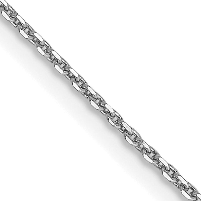 14K White Gold 18" Diamond-Cut Round Open Link Cable Chain with Lobster Clasp - Rhodium Plated by Monteluci Fine Jewelry