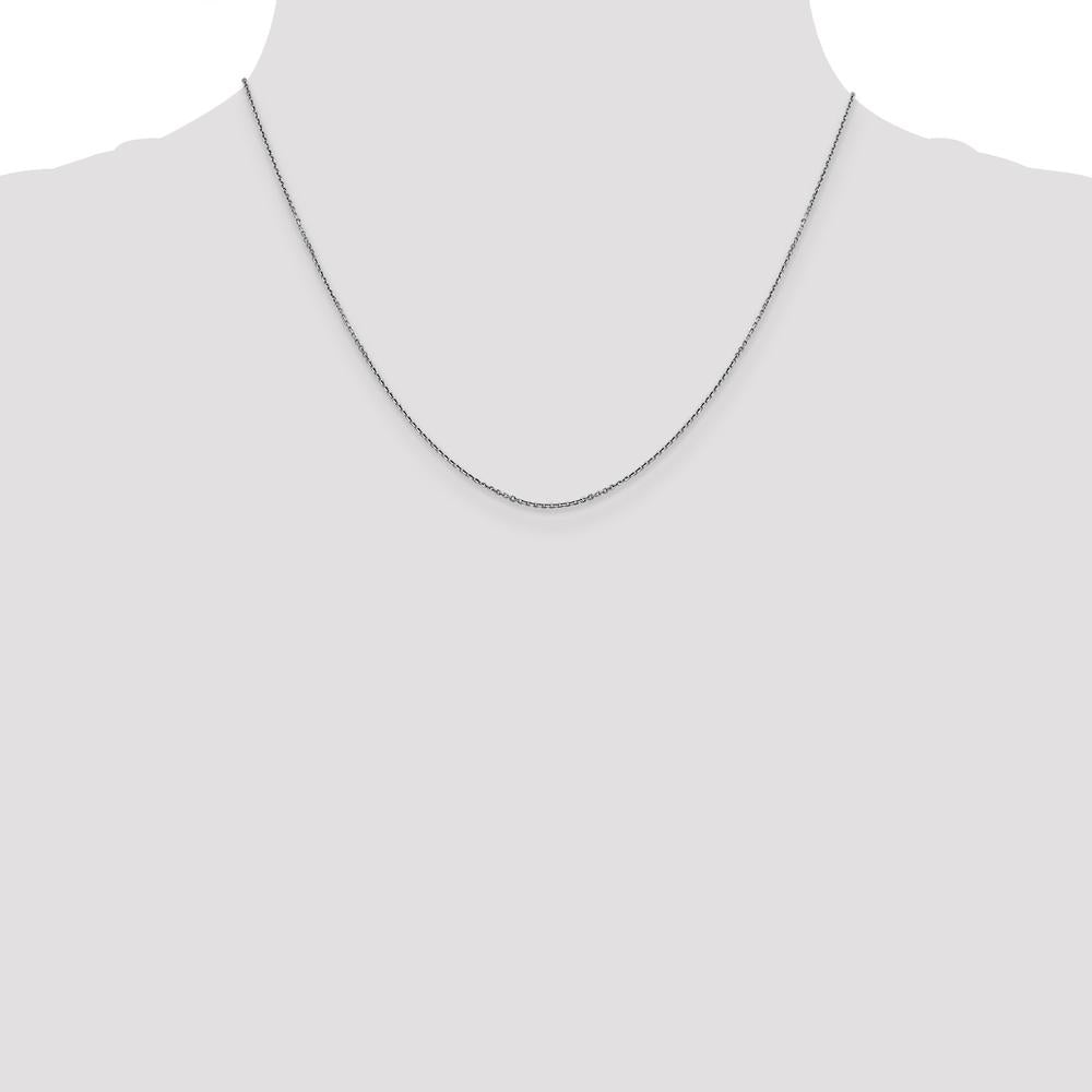14K White Gold 18" Diamond-Cut Round Open Link Cable Chain with Lobster Clasp - Rhodium Plated by Monteluci Fine Jewelry