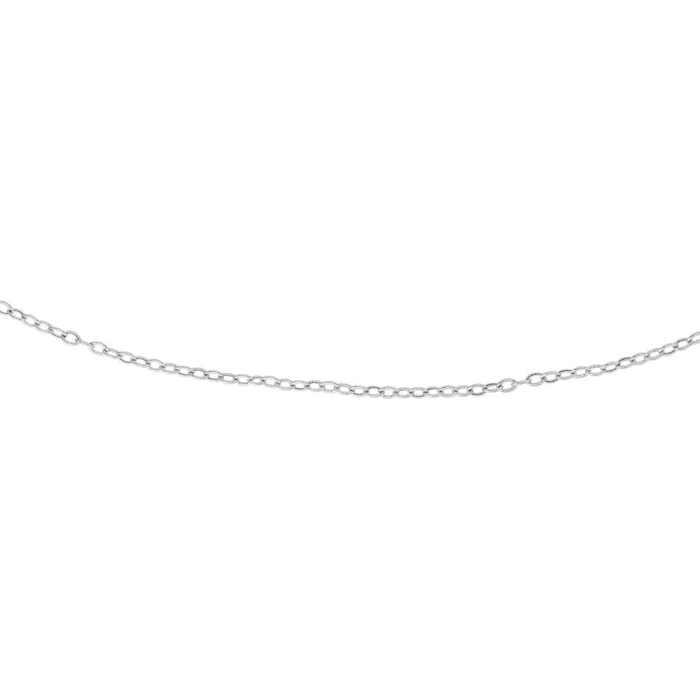 14K White Gold 18" Diamond-Cut Textured Cable Chain Necklace - 2.3mm Width by Orozza Fine Jewelry