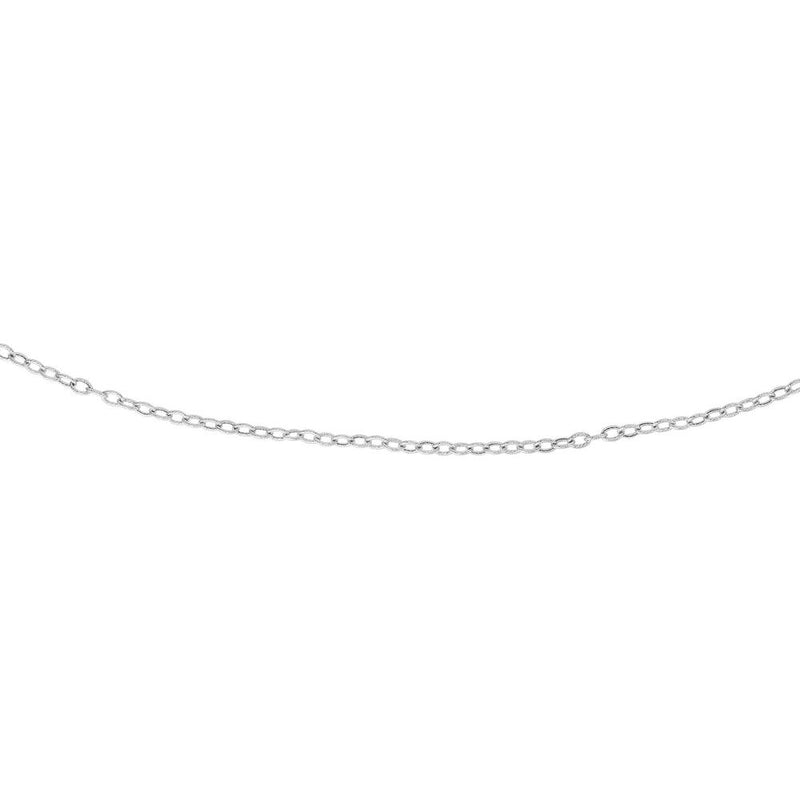 14K White Gold 18" Diamond-Cut Textured Cable Chain Necklace - 2.3mm Width by Orozza Fine Jewelry