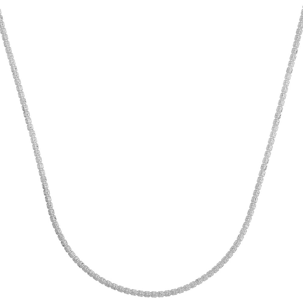 14K White Gold 18" Diamond-Cut Textured Fancy Ice Chain Necklace - 2.74mm Width by Orozza Fine Jewelry