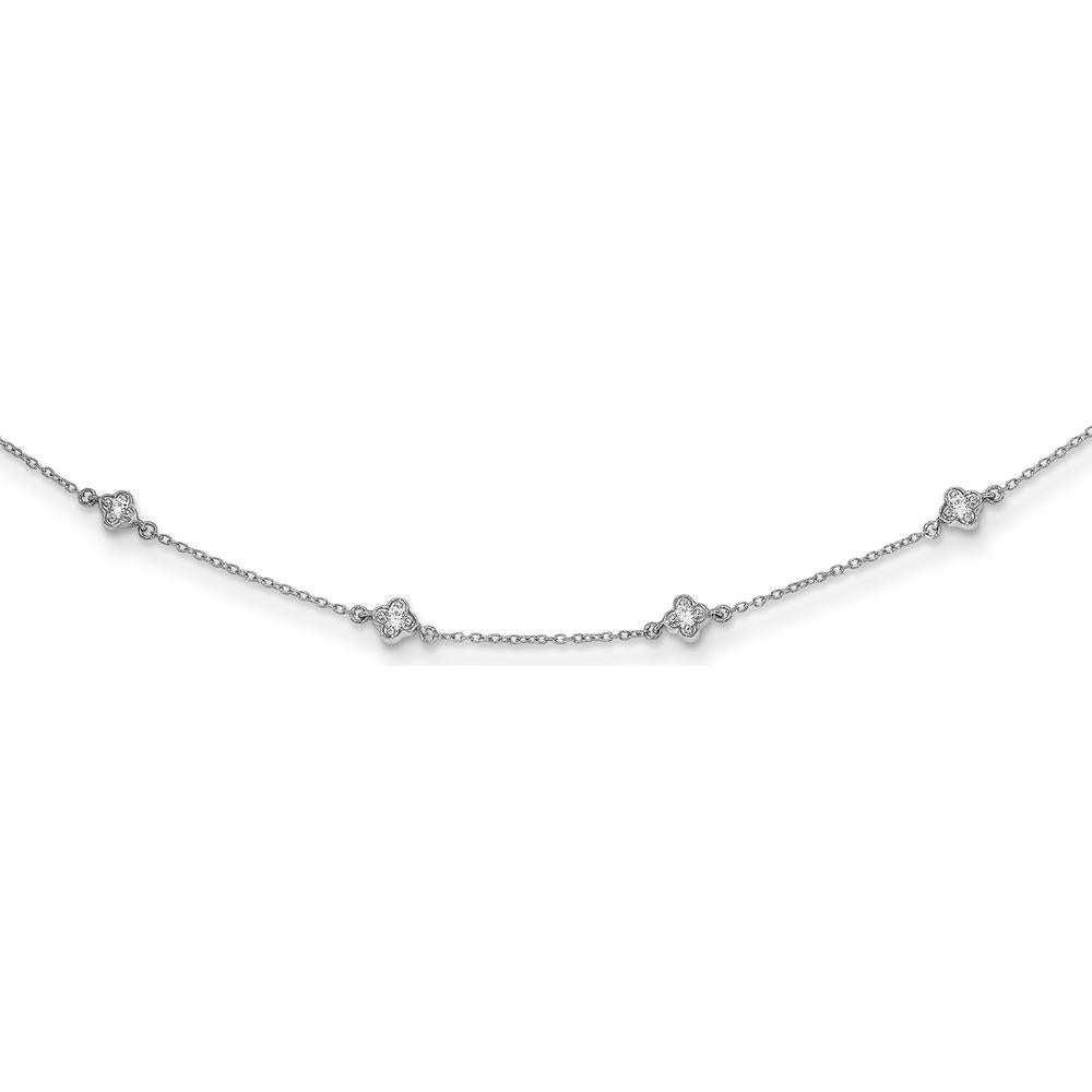 14K White Gold 18" Diamond Quatrefoil Necklace with Round Diamonds - 1/2 Carat Total Diamond Weight by Monteluci Fine Jewelry