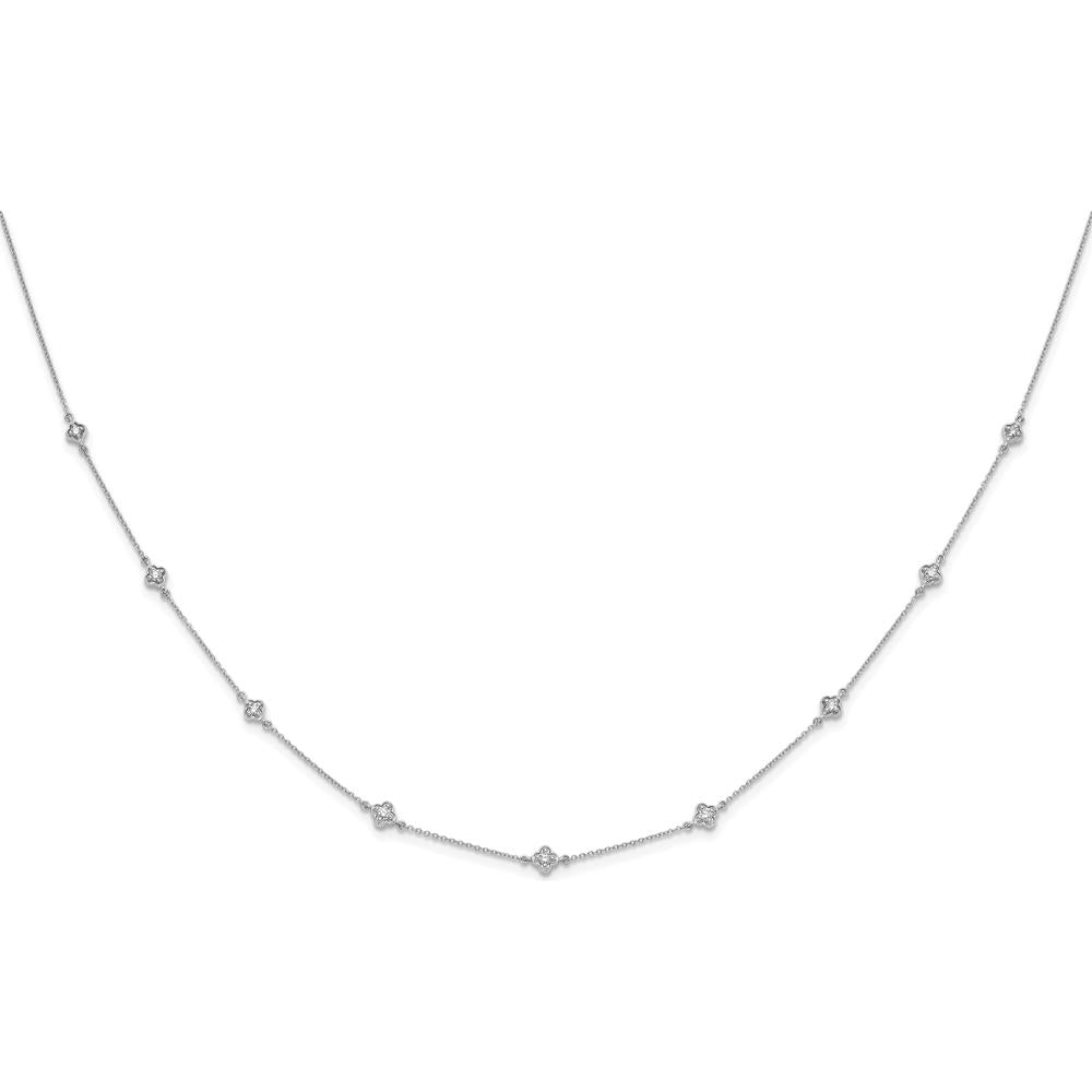 14K White Gold 18" Diamond Quatrefoil Necklace with Round Diamonds - 1/2 Carat Total Diamond Weight by Monteluci Fine Jewelry