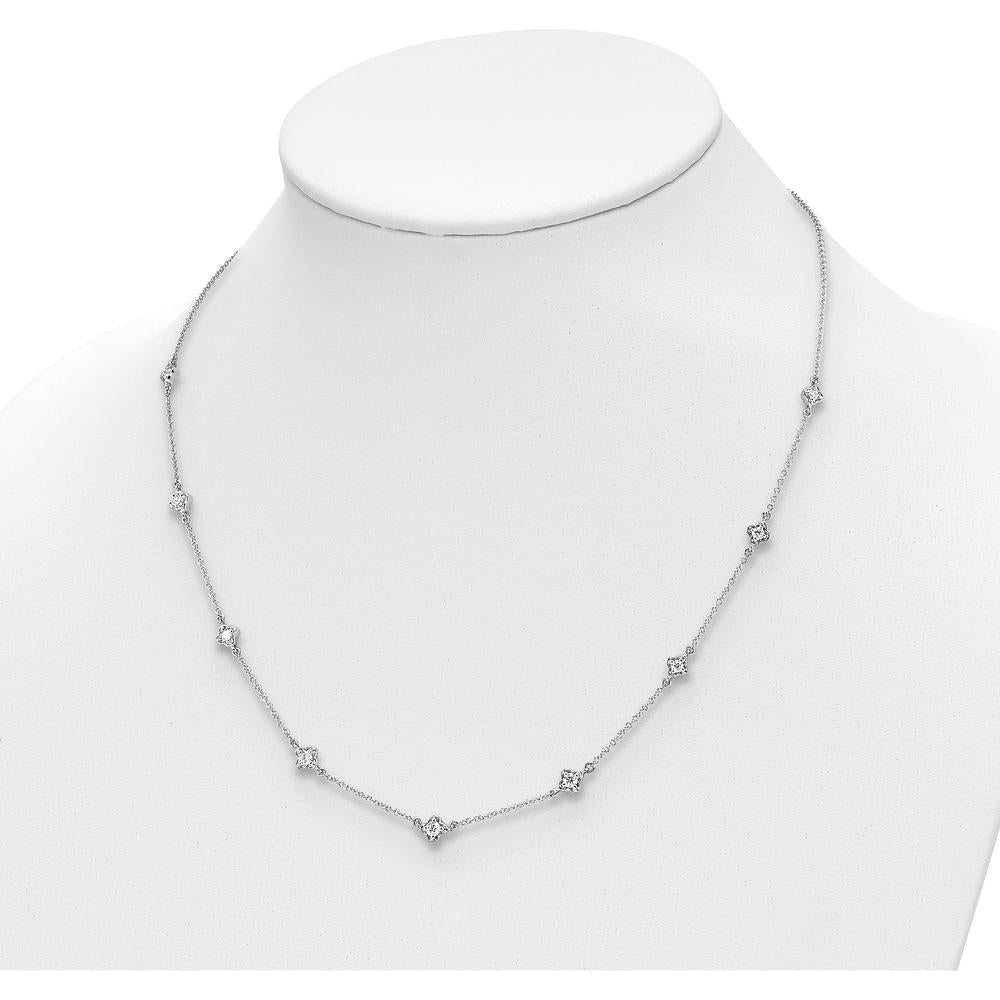 14K White Gold 18" Diamond Quatrefoil Necklace with Round Diamonds - 1/2 Carat Total Diamond Weight by Monteluci Fine Jewelry