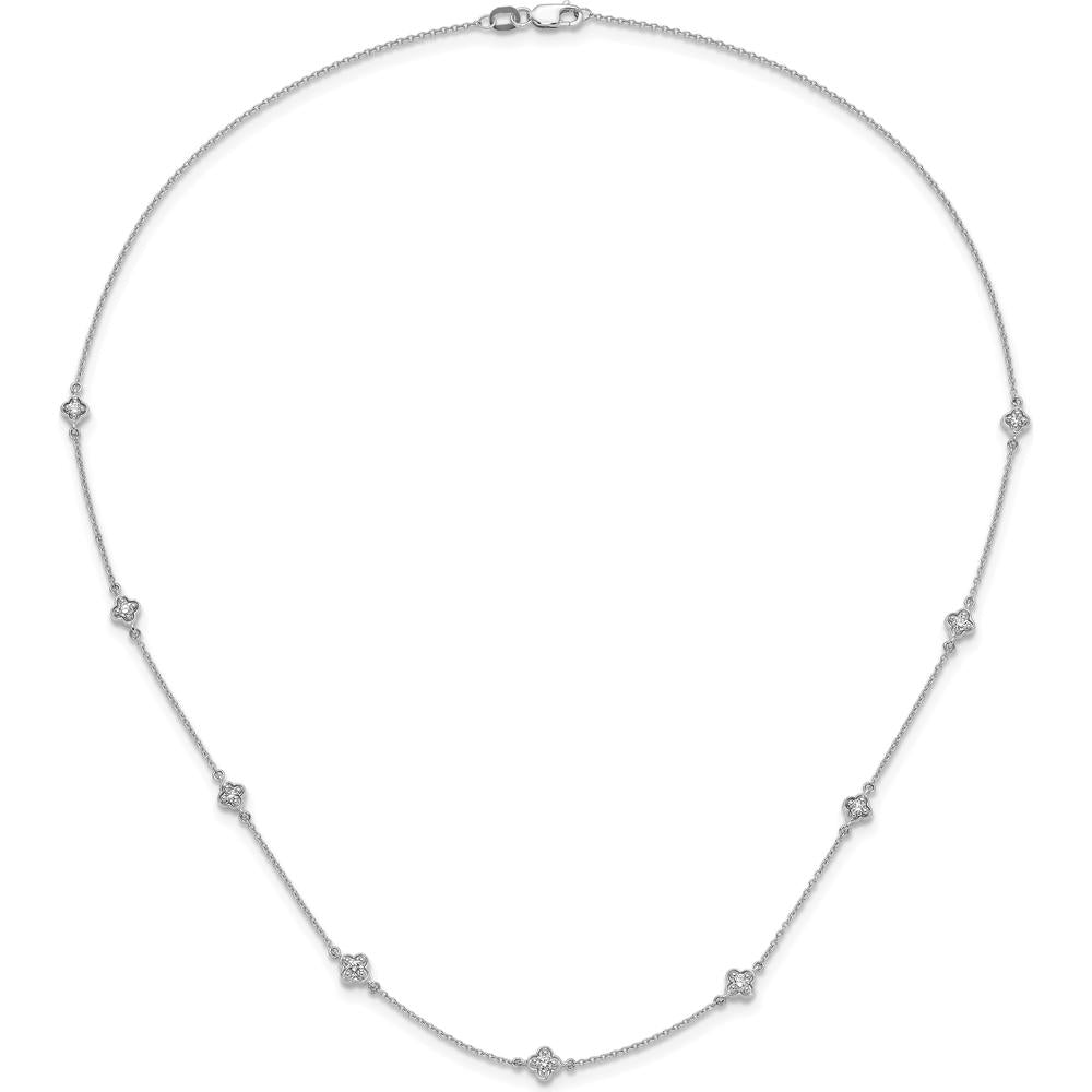 14K White Gold 18" Diamond Quatrefoil Necklace with Round Diamonds - 1/2 Carat Total Diamond Weight by Monteluci Fine Jewelry
