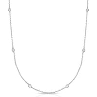 14K White Gold 18" Diamonds by the Yard Necklace with Bezel-Set Round Diamonds - 0.25 Carat Total Diamond Weight by Orozza Fine Jewelry
