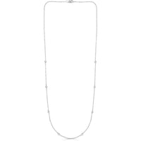 14K White Gold 18" Diamonds by the Yard Necklace with Bezel-Set Round Diamonds - 0.25 Carat Total Diamond Weight by Orozza Fine Jewelry