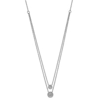 14K White Gold 18" Double Strand Necklace with Round Diamonds - 0.20 Carat Total Diamond Weight by Oro Pregiato