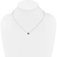 14K White Gold 18" East-West Oval Ruby and Diamond Pendant Necklace with Rhodium Plating - 0.64 Carat Total Gem Weight by Monteluci Fine Jewelry