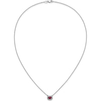 14K White Gold 18" East-West Oval Ruby and Diamond Pendant Necklace with Rhodium Plating - 0.64 Carat Total Gem Weight by Monteluci Fine Jewelry