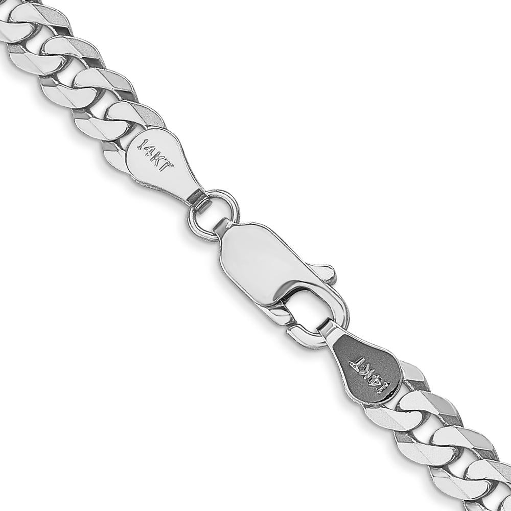 14K White Gold 18" Flat Beveled Curb Chain - 4.75mm Width, Lobster Clasp by 0