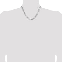 14K White Gold 18" Flat Beveled Curb Chain with Lobster Clasp - 7.25mm Width by 0