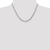 14K White Gold 18" Flat Figaro Chain with Lobster Clasp - 4.5mm by 0