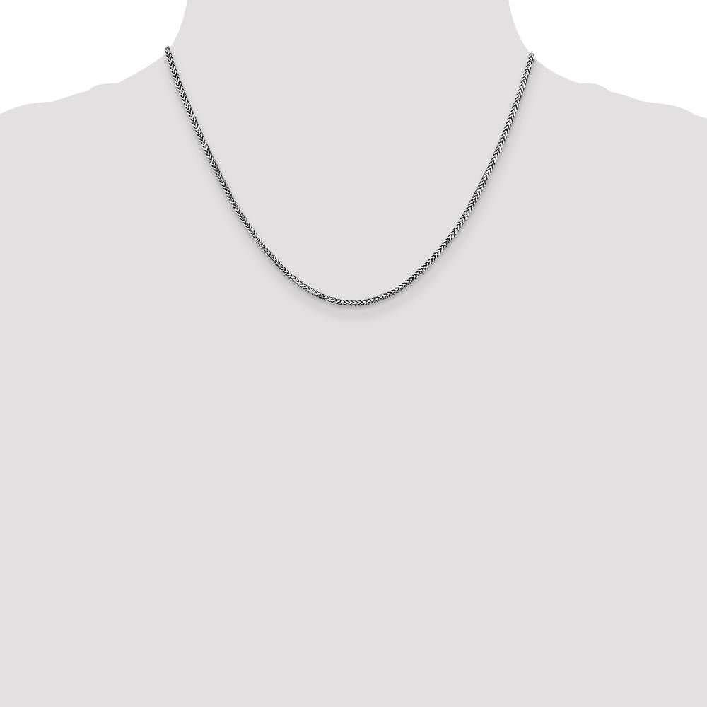 14K White Gold 18" Franco Chain Necklace with Lobster Clasp - 1.5mm Width by Oro Pregiato