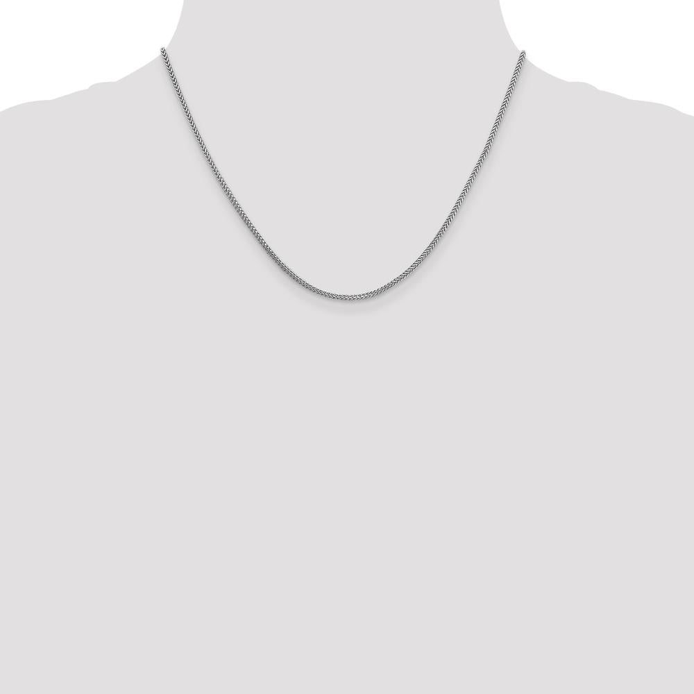 14K White Gold 18" Franco Chain with Lobster Clasp - 1.3mm Width by Oro Pregiato