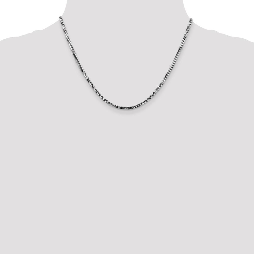 14K White Gold 18" Franco Chain with Lobster Clasp - 2.5mm Width by Oro Pregiato