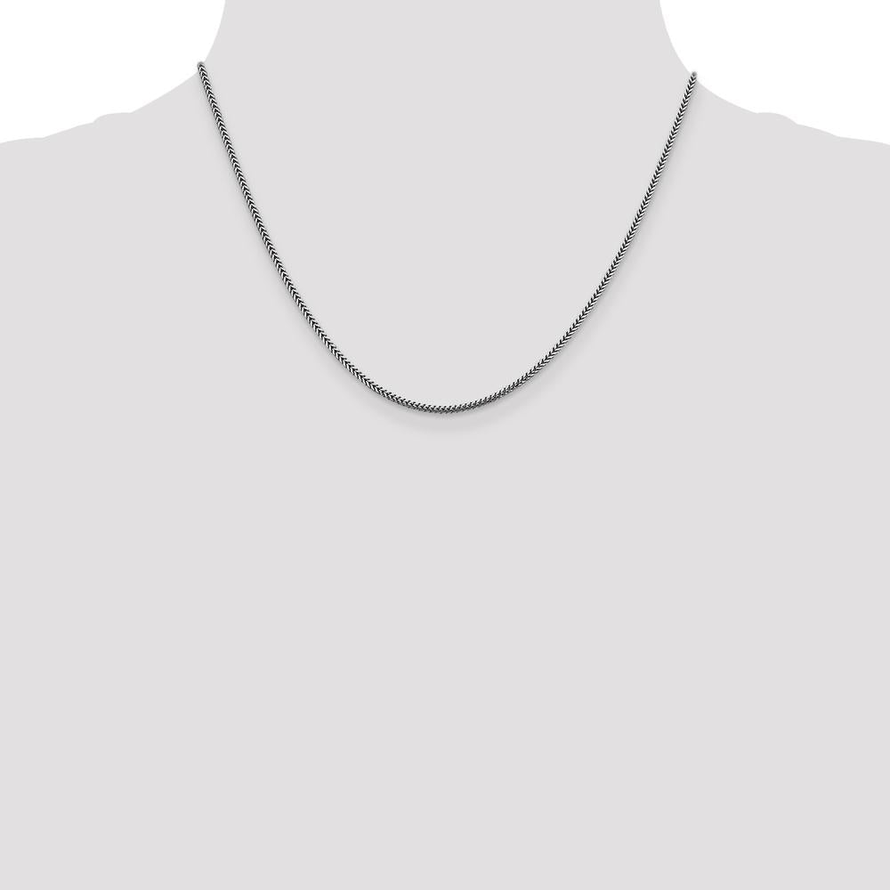 14K White Gold 18" Franco Chain with Lobster Clasp and Rhodium Plating by Oro Pregiato