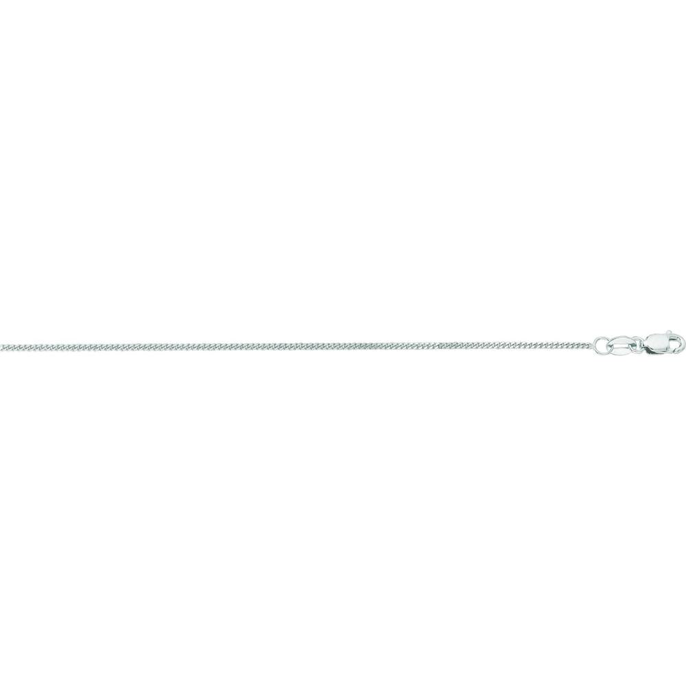 14K White Gold 18" Gourmette Chain with Lobster Clasp - 1mm Width by Orozza Fine Jewelry