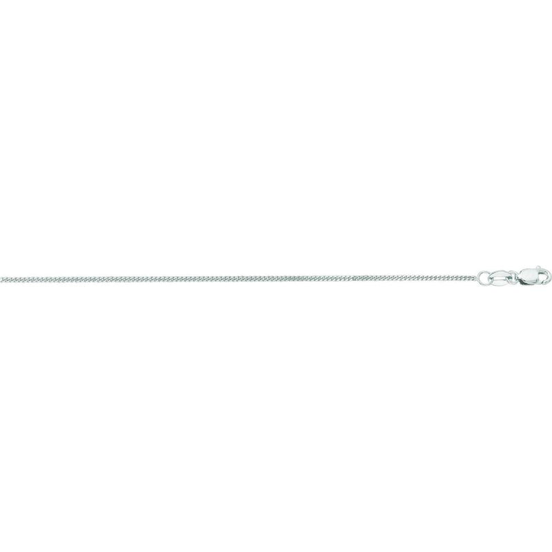 14K White Gold 18" Gourmette Chain with Lobster Clasp - 1mm Width by Orozza Fine Jewelry