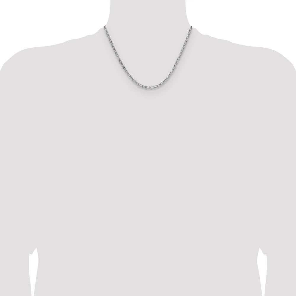 14K White Gold 18-Inch 3.7mm Semi-Solid Beveled Paperclip Chain Necklace by Oro Pregiato