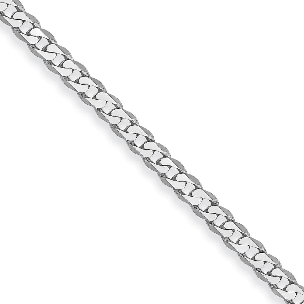 14K White Gold 18-inch Flat Beveled Curb Chain Necklace with Polished Finish and Rhodium Plating by 0