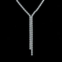 14K White Gold 18-Inch Lariat Necklace with 136 Prong-Set Oval Cut Lab Diamonds - 14.37 Carat Total Weight, E-F Color VS Clarity - Covaloro Fine Jewelry