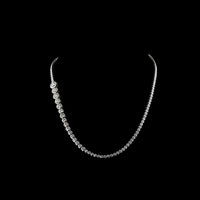 14K White Gold 18-Inch Riviera Necklace with Graduated Bezel-Set Round Lab Diamonds - 8.11 Carat Total Weight - Covaloro Fine Jewelry