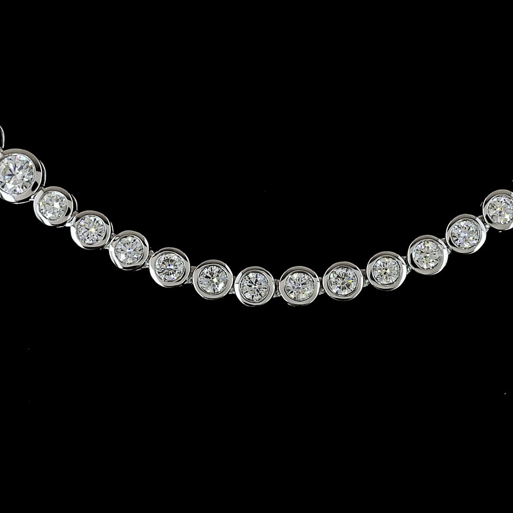 14K White Gold 18-Inch Riviera Necklace with Graduated Bezel-Set Round Lab Diamonds - 8.11 Carat Total Weight - Covaloro Fine Jewelry