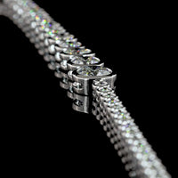 14K White Gold 18-Inch Riviera Necklace with Graduated Bezel-Set Round Lab Diamonds - 8.11 Carat Total Weight - Covaloro Fine Jewelry