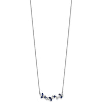 14K White Gold 18" Marquise Sapphire and Round Diamond Floral Pendant Necklace - 0.29 Carat Total Gemstone Weight by Lumare Gioia