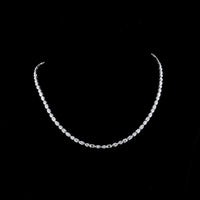 14K White Gold 18" Mixed Shape Tennis Necklace with Bezel Set Emerald, Marquise, and Oval Lab Diamonds - 8.96 Carats Total Diamond Weight - Covaloro Fine Jewelry