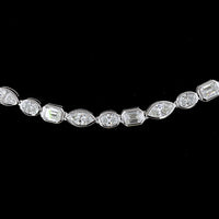 14K White Gold 18" Mixed Shape Tennis Necklace with Bezel Set Emerald, Marquise, and Oval Lab Diamonds - 8.96 Carats Total Diamond Weight - Covaloro Fine Jewelry