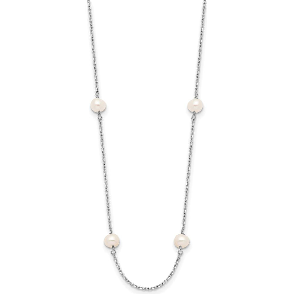 14K White Gold 18" Necklace with 8 Freshwater Cultured Pearls - 4-5mm Near Round by Monteluci Fine Jewelry