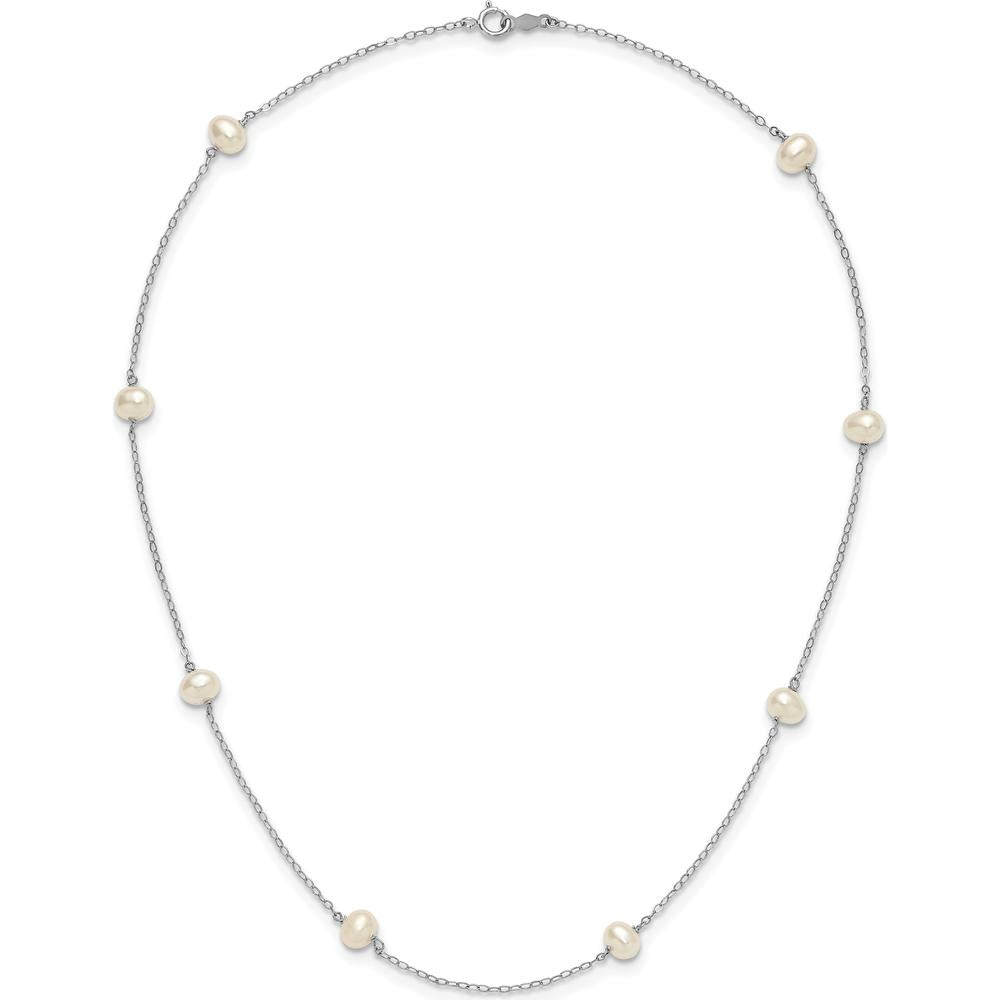 14K White Gold 18" Necklace with 8 Freshwater Cultured Pearls - 4-5mm Near Round by Monteluci Fine Jewelry