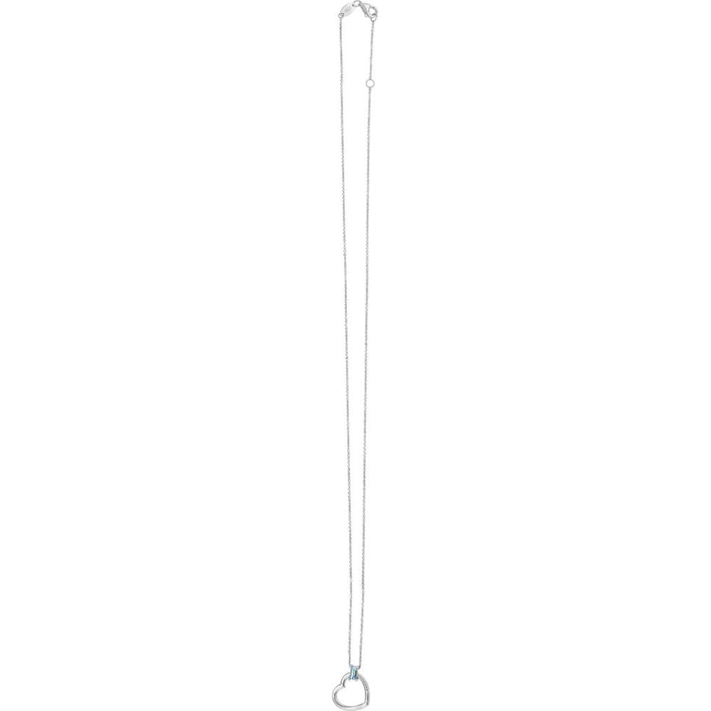 14K White Gold 18" Necklace with Baguette-Cut Sky Blue Topaz Heart Pendant by Orozza Fine Jewelry