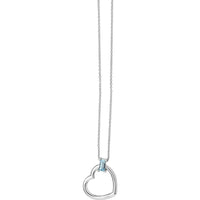 14K White Gold 18" Necklace with Baguette-Cut Sky Blue Topaz Heart Pendant by Orozza Fine Jewelry