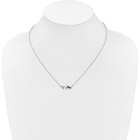 14K White Gold 18" Necklace with Black Diamonds in Mother and Baby Cat Pendant - 0.02 Carat Total Diamond Weight by Monteluci Fine Jewelry
