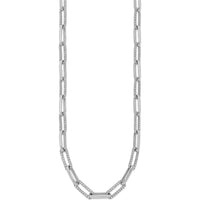 14K White Gold 18" Paperclip Link Necklace with 3.69 Carat Round Diamonds by Oro Pregiato
