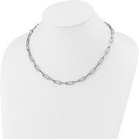 14K White Gold 18" Paperclip Link Necklace with 3.69 Carat Round Diamonds by Oro Pregiato