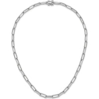 14K White Gold 18" Paperclip Link Necklace with 3.69 Carat Round Diamonds by Oro Pregiato