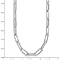 14K White Gold 18" Paperclip Link Necklace with 3.69 Carat Round Diamonds by Oro Pregiato