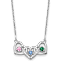 14K White Gold 18" Personalized Heart Birthstone Necklace with Rhodium Plated Bezels by Oro Pregiato