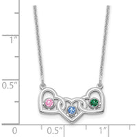 14K White Gold 18" Personalized Heart Birthstone Necklace with Rhodium Plated Bezels by Oro Pregiato