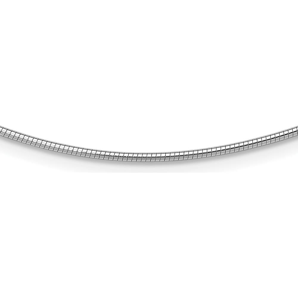 14K White Gold 18" Polished Omega Necklace - 1.4mm Width by Oro Pregiato