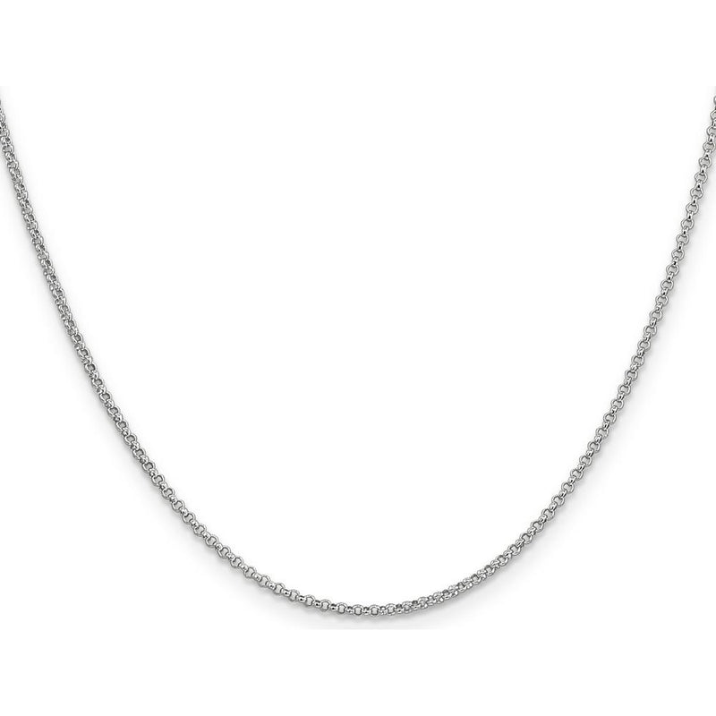 14K White Gold 18" Rolo Chain with Lobster Clasp - Polished 1.55mm Width by Oro Pregiato