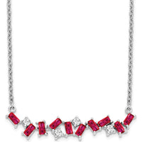 14K White Gold 18" Ruby and Diamond Octagon Pendant Necklace - 0.30 Carat Total Gem Weight by Lumare Gioia