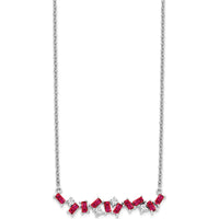 14K White Gold 18" Ruby and Diamond Octagon Pendant Necklace - 0.30 Carat Total Gem Weight by Lumare Gioia