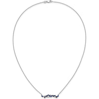 14K White Gold 18" Sapphire and Diamond Bar Necklace with Round and Baguette Sapphires - 0.46 Carat Total Sapphire Weight by Lumare Gioia