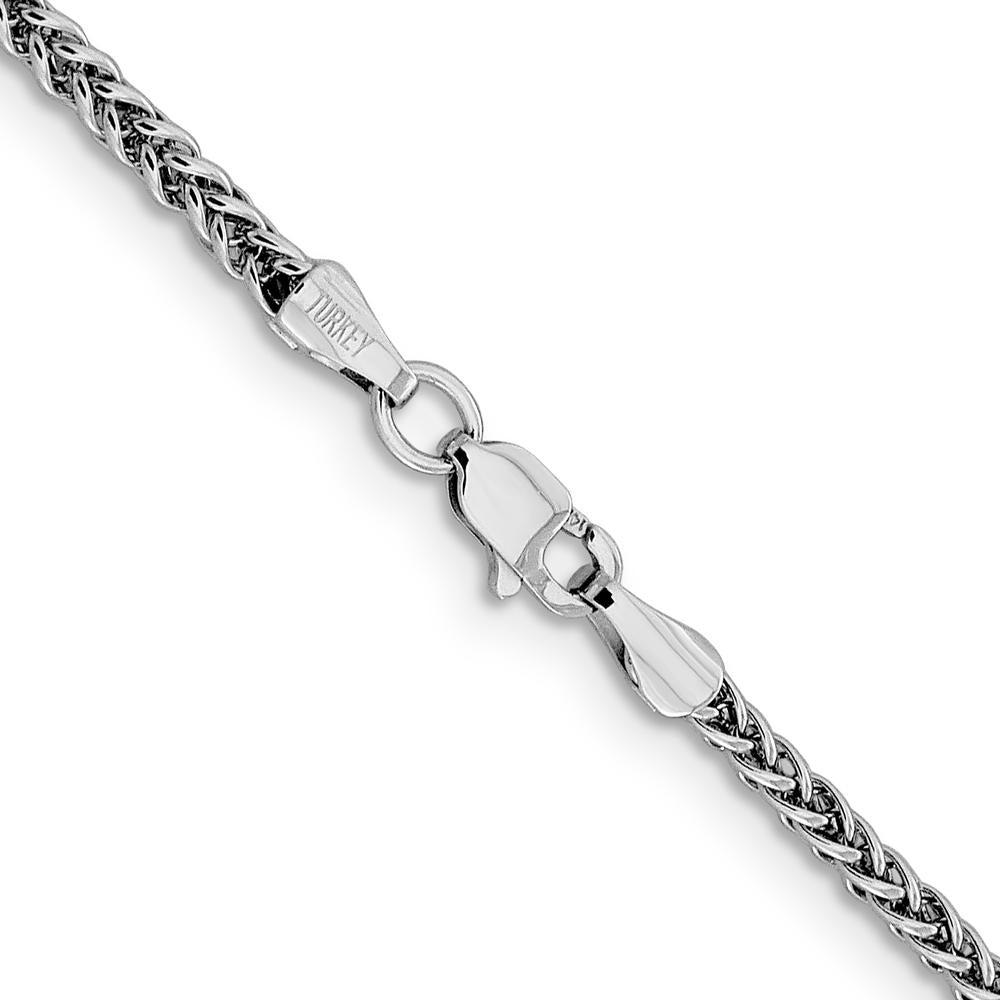 14K White Gold 18" Semi-Solid 3-Wire Wheat Chain with Lobster Clasp by Oro Pregiato
